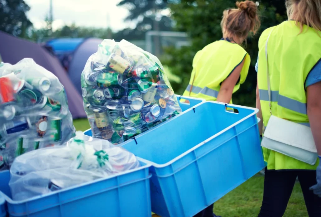 Group of people recycling